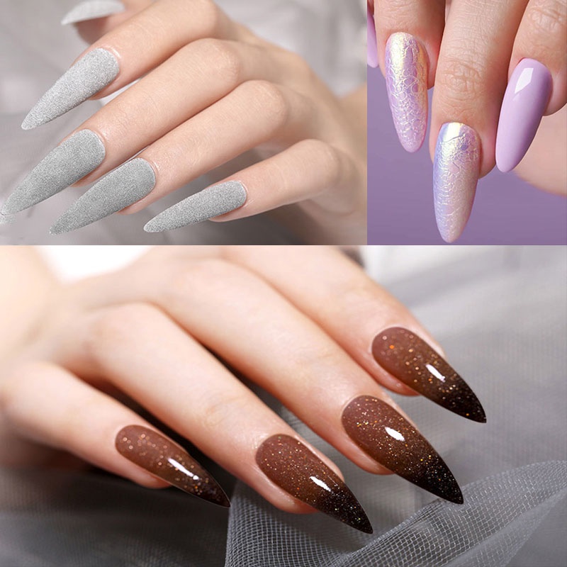 1 Hộp Bộ Móng Tay Giả Ballerina Gel Tự Nhiên Phủ Toàn Diện / Bộ Móng Tay Giả Acrylic Trong Suốt Dạng Nhấn