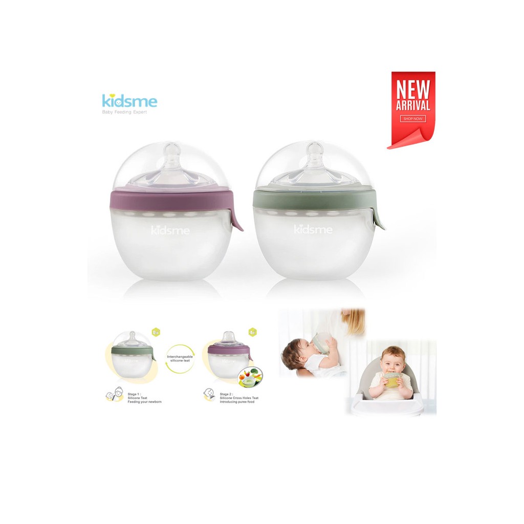 Bình Sữa, Bình Ăn Đa Năng Hình Oval Kidsme - Sản Phẩm Cao Cấp 2 In 1 edition 2020 - Xuất Xứ Anh Quốc