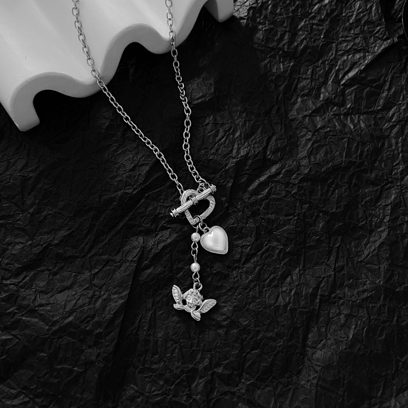 Dây Chuyền Mặt Hình Thần Tình Yêu Đính Ngọc Trai Phong Cách Hip Hop 19A1140ins