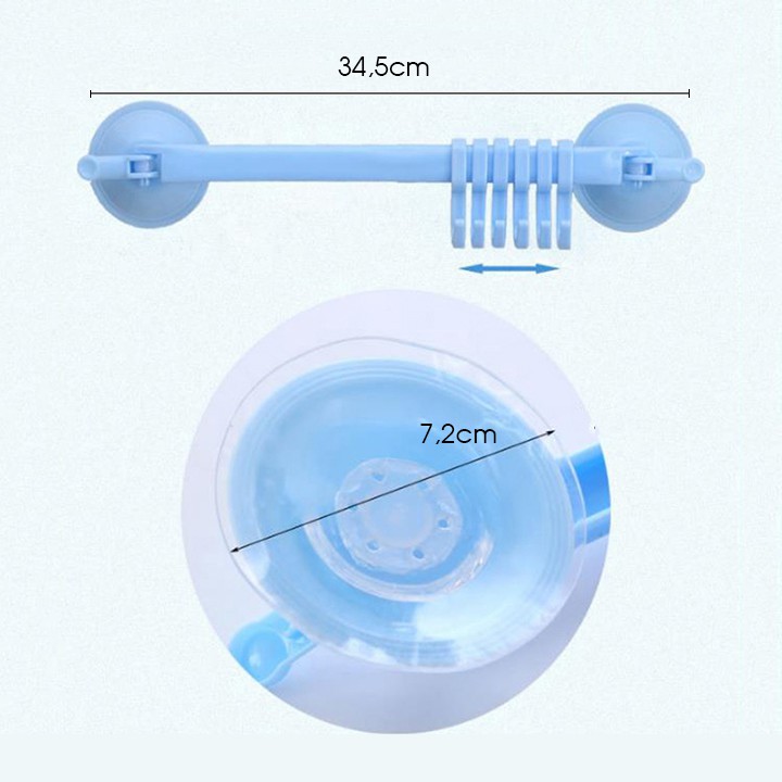 Móc treo đa năng thanh ngang, Thanh treo 6 móc đa năng hút chân không siêu chắc, siêu dính, chịu lực 3kg CMS