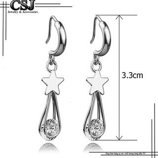 Bông tai inox nữ kiểu tòn ten ngôi sao giọt nước