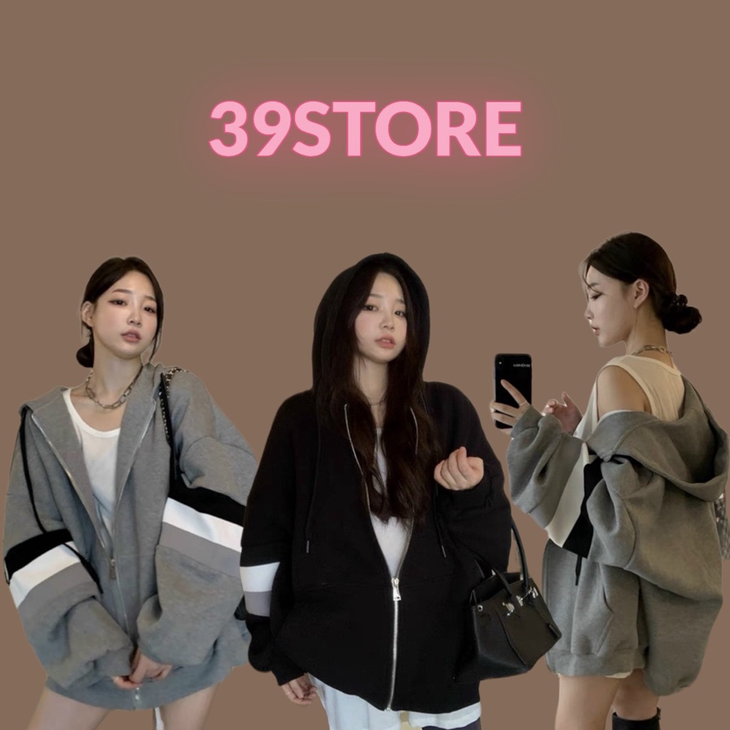 Áo khoác hoodie zipper sọc thêu sành điệu mới ra mắt, chống nắng tốt phong cách sành điệu hàng vnxk
