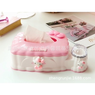 Hộp đựng khăn giấy Kitty có chỗ đựng tăm