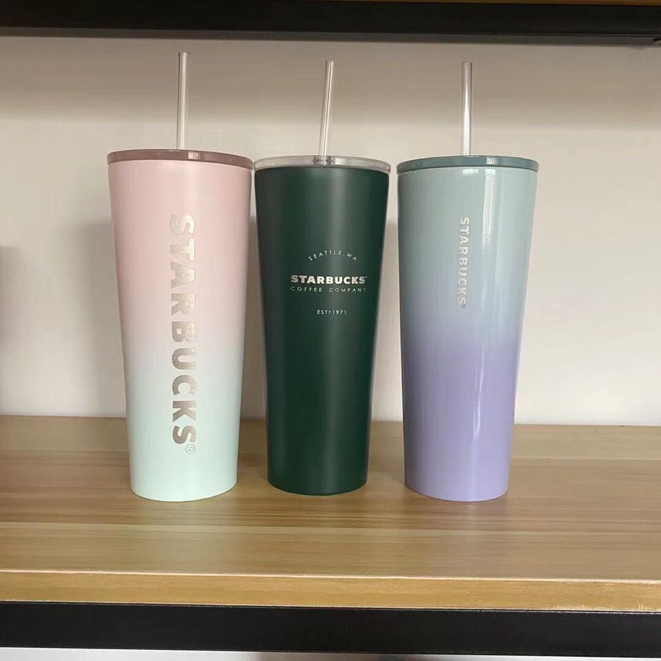 Bình Nước Starbucks Bằng Thép Không Gỉ 2022 Dung Tích Lớn 750ml Kèm Ống Hút Tiện Dụng
