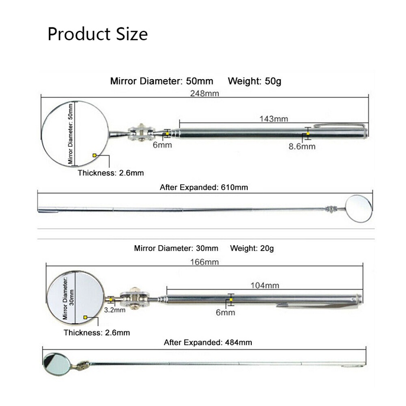 Gương Hàn Phản Chiếu Gấp Gọn Thông Dụng Cho Kiểm Tra Xe Hơi