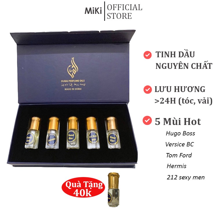 Set Tinh Dầu Nước Hoa Dubai Mini Chính Hãng Nước Hoa Nữ Nước Hoa Nam Dạng Lăn 25ml - MiKi Store - Tặng Lăn 5ml | Thế Giới Skin Care