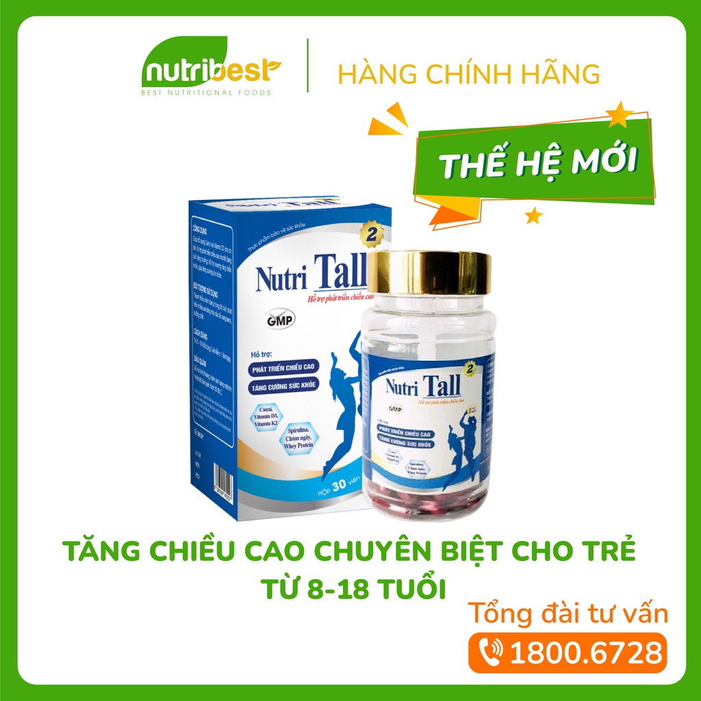 Viên uống tăng chiều cao Nutri Tall 2 - Phát triển chiều cao chuyên biệt cho tuổi dậy thì tiền dậy thì trẻ 8-18 tuổi