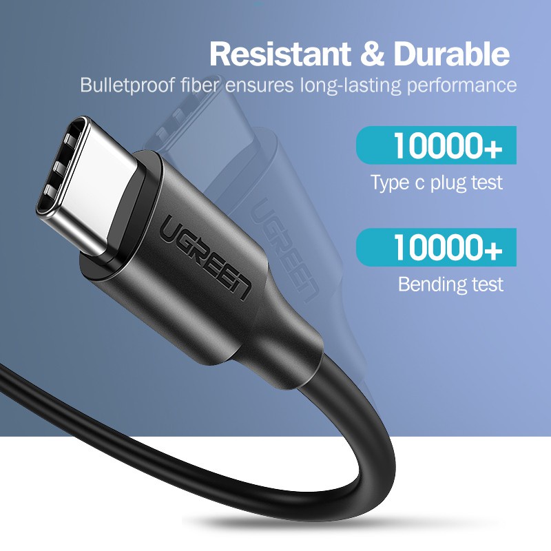 Dây cáp UGREEN chuyển đổi từ USB C sang USB Type-C PD60W QC-4.0 cho điện thoại Macbook