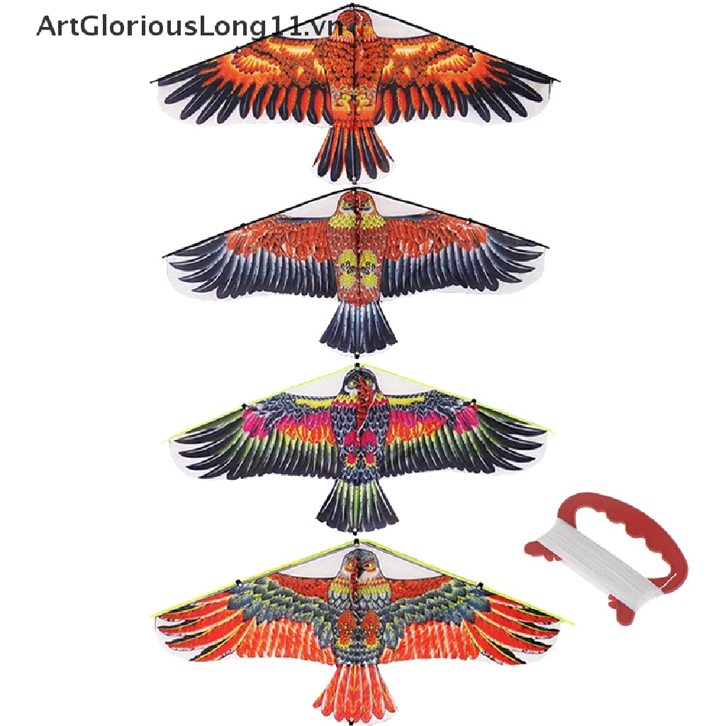 【ArtGloriousLong】 1Pc 1M Flat Eagle Kite With 50M Kite Line Children Flying Bird Kites Outdoor Toy .