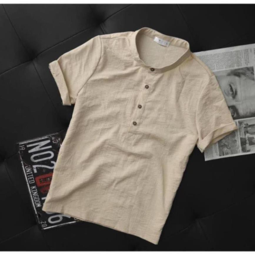 Áo đũi nam cổ tàu THE 1992 áo cộc tay nam Linen 406