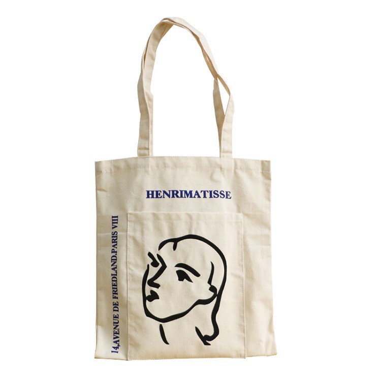 Túi tote vải bố đựng đồ canvas đeo chéo đi chơi in hình cô gái Herman TX48