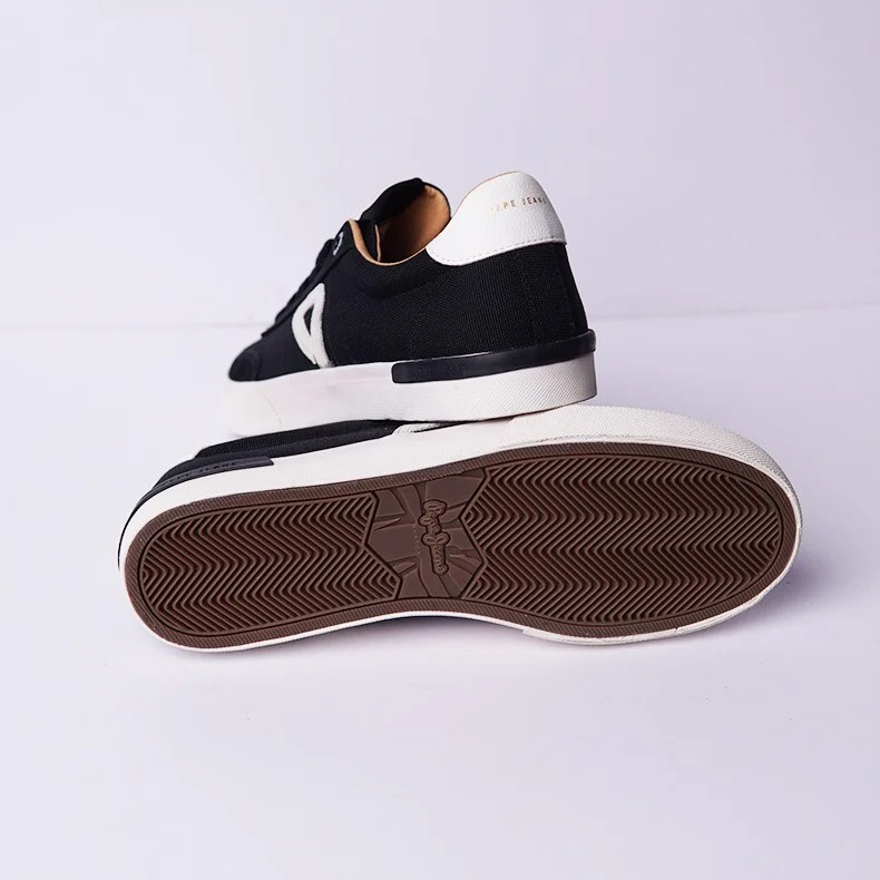 Giày đế bằng xuất dư Anh pepe jeans - Đen gót trắng