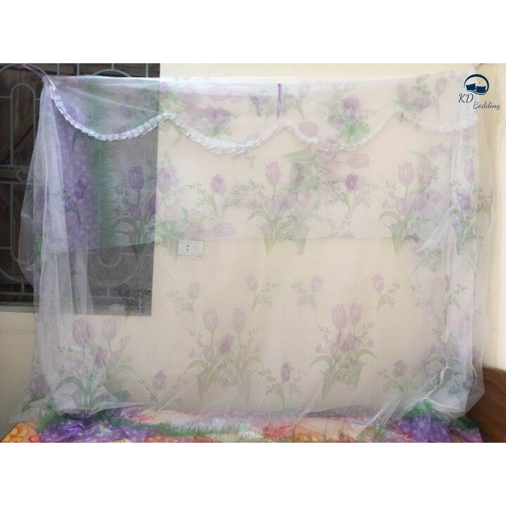 Màn ngủ chống muỗi, mùng tuyn hoa có cửa KD BEDDING 3 màu,màn tuyn hoa cao cấp 1m2,1m4, 1m6, 1m8, 2m2
