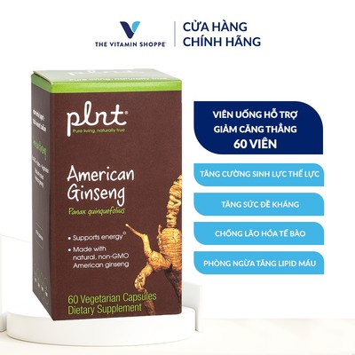 Viên uống hỗ trợ giảm căng thẳng PLNT American Ginseng chiết xuất rễ sâm Hoa Kỳ 60 viên