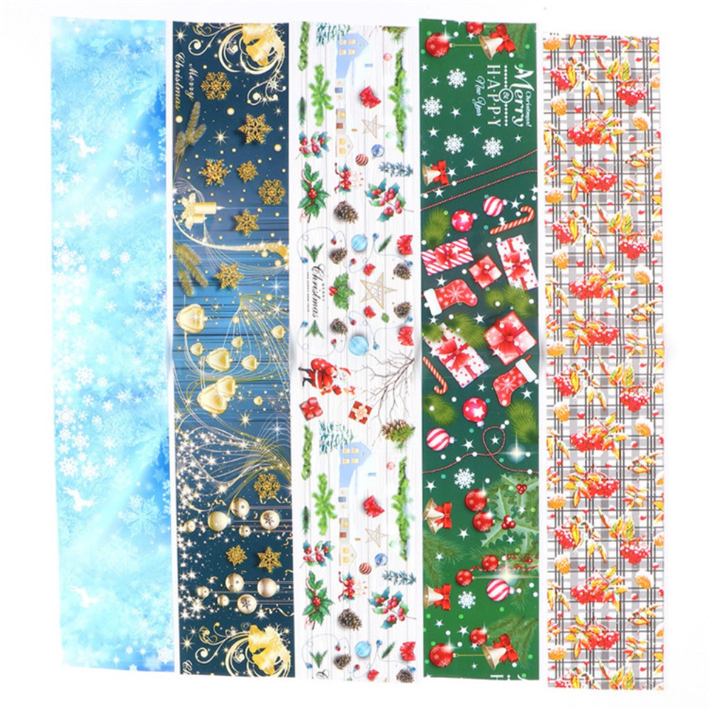 COD 10pcs Christmas Decorations for Nails Mix Colorful Transfer Nail Foil Sticker Snow Flower Elk Gift Santa Adhesive Paper MK