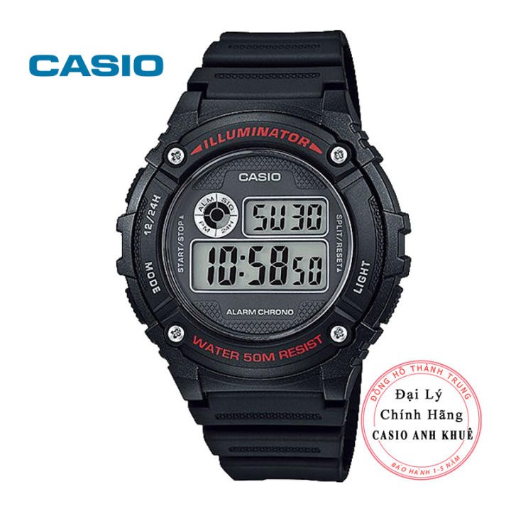 Đồng hồ điện tử nam Casio W-216H-1A dây nhựa