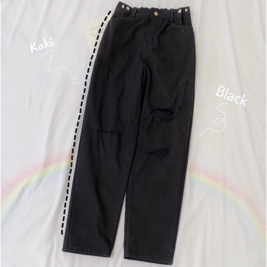 Quần DÀI Kaki NIZO RÁCH GỐI Ulzzang Unisex (Kiểu: Dài trên MẮT CÁ CHÂN) 1hitshop | BigBuy360 - bigbuy360.vn