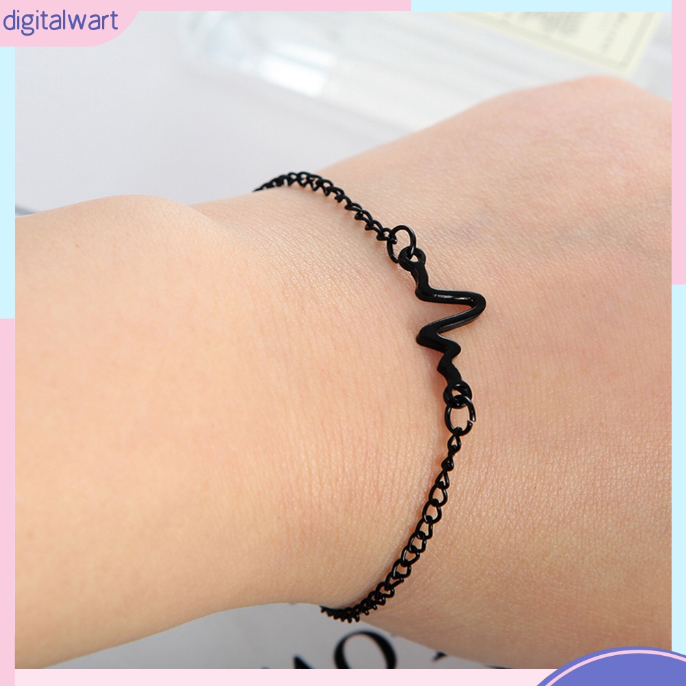 Vòng tay kim loại thiết kế hình nhịp tim cá tính trẻ trung Unisex