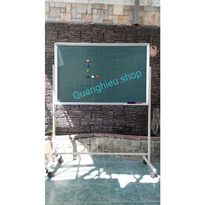 Bảng từ xanh viết phấn chân di động, mặt thép nhập khẩu kẻ ô ly tiểu học luyện chữ kích thước 120x160cm