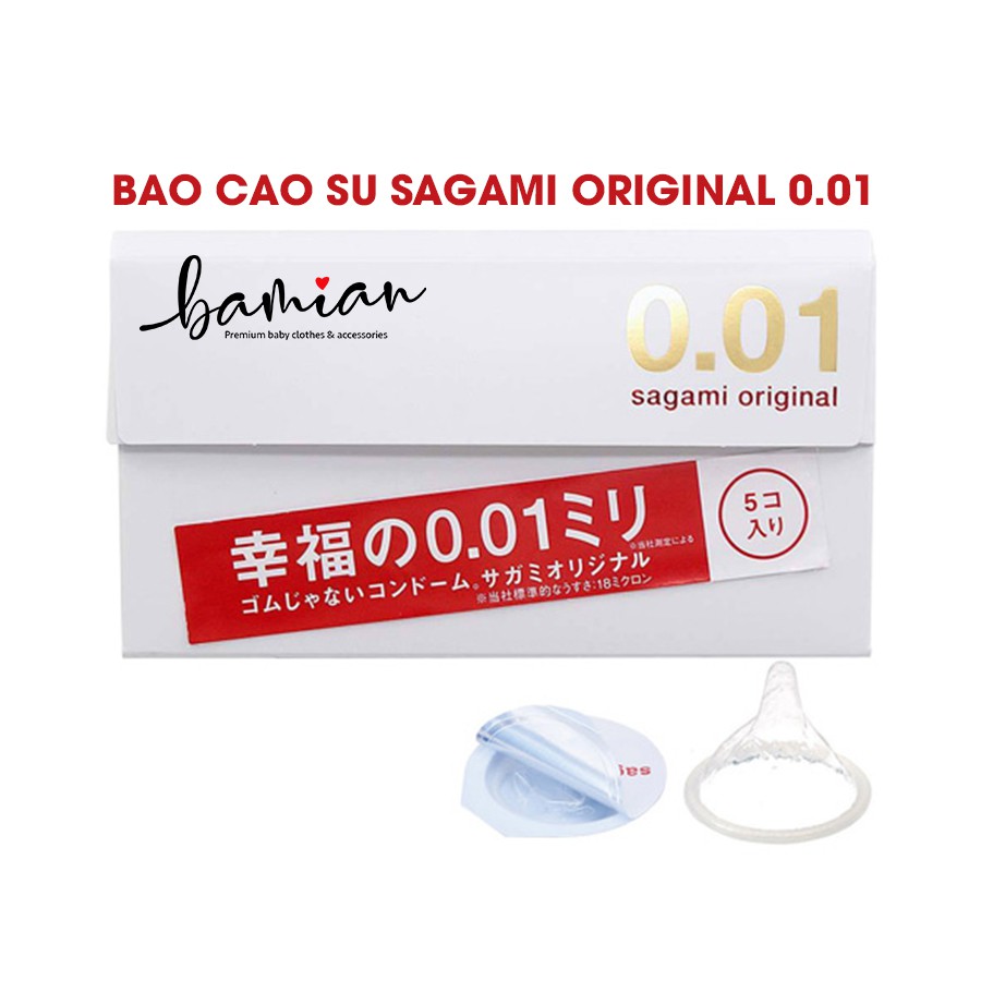 Bao cao su SAGAMI ORIGINAL 001 Nhật bản siêu mỏng chỉ 0.01mm hộp 5 cái