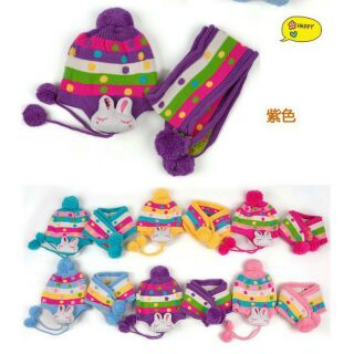 Set Nón len khăn len hình thỏ đáng yêu cho bé