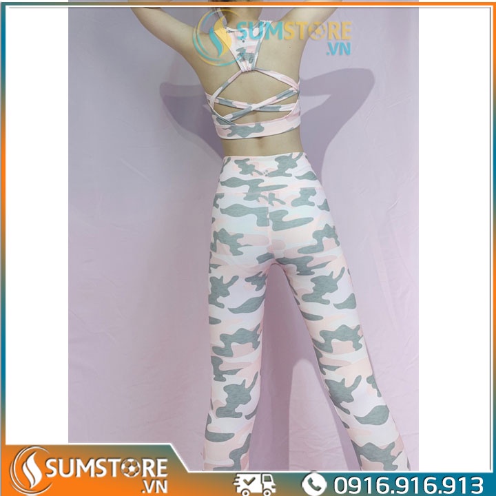 Set lửng họa tiết lưng đan dây tập gym, yoga (nhiều màu)