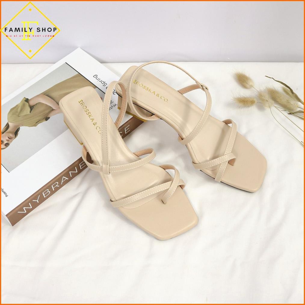 Giày sandal nữ thời trang xỏ ngón, kiểu dáng hiện đại mũi vuông đế cao 5cm màu kem EB024 [drop]