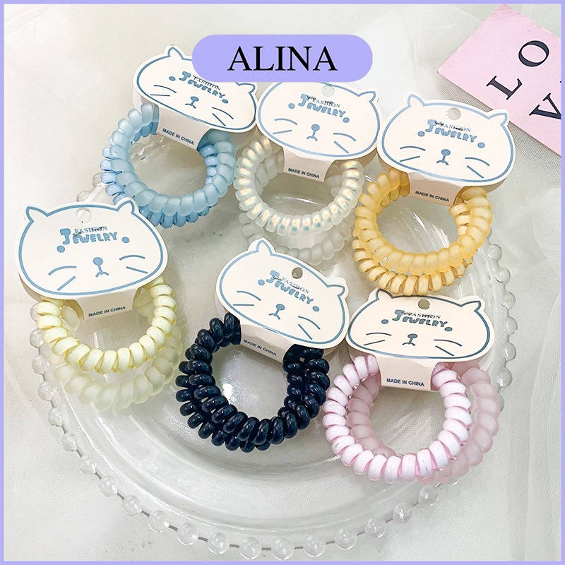 Set 2 Dây Cột Tóc Lò Xo Bằng Nhựa Màu Pastel Alina K5-N010