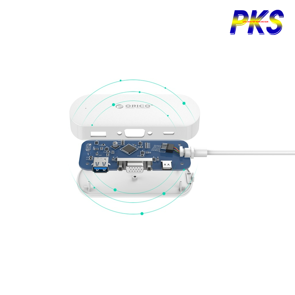 Cáp chuyển đổi đa năng Type-C to USB 3.0-A / Type-C / VGA Adapter ORICO TCV1 - Màu Trắng - Hàng chính hãng