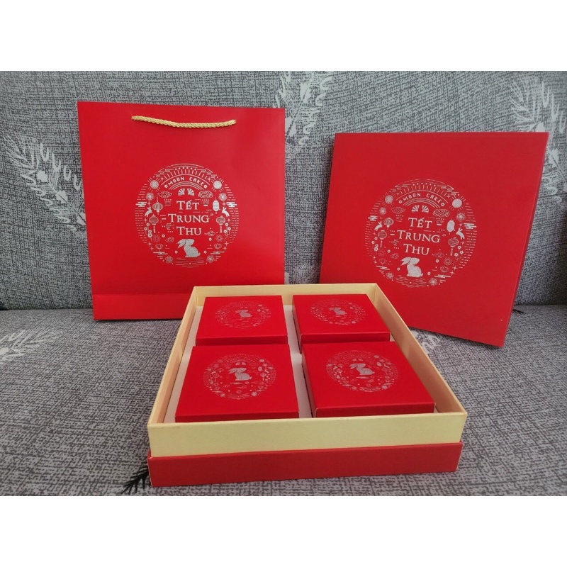 vỏ hộp 4 bánh trung thu 150-200gam hộp cứng