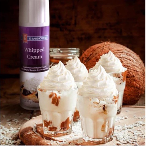 KEM TƯƠI DẠNG XỊT WHIPPED CREAM EMBORG 250G