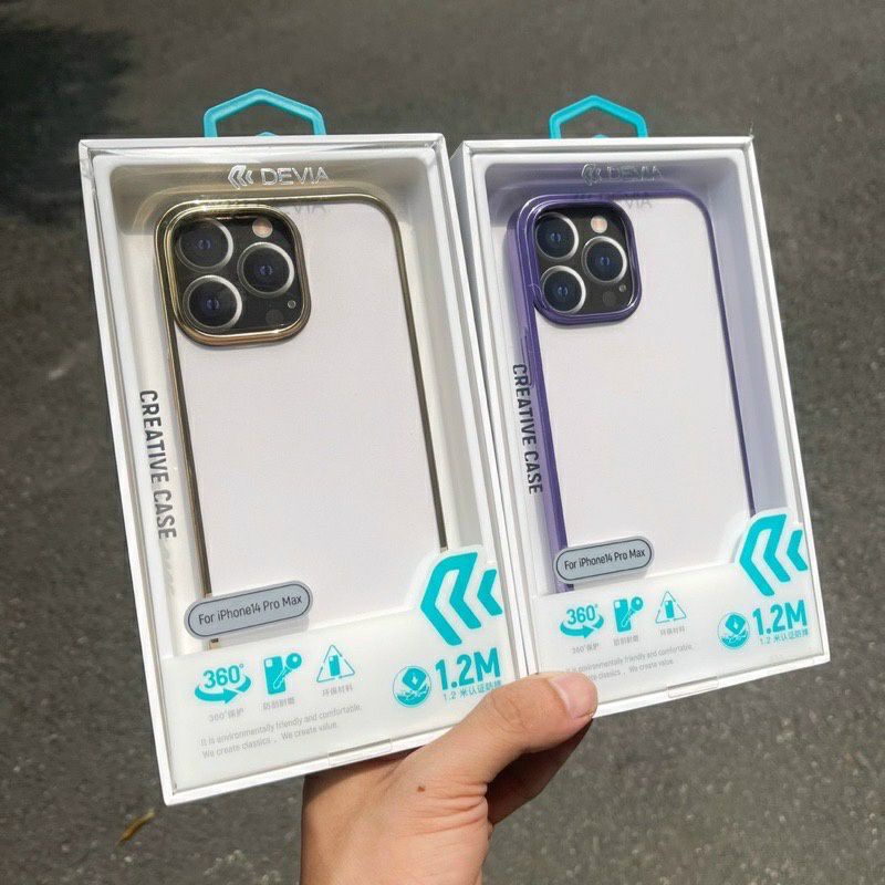 Ốp lưng Devia lưng trong viền màu cho Iphone 15 pro max/15/14 PRO MAX /14 PRO/13 pro max/13 pro/12 pro / 12 pro max