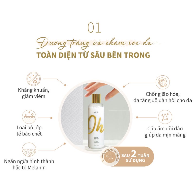 Nước hoa hồng dưỡng trắng và cấp ẩm cho da O’Muse Oh So Glowy Brightening Toner 150ml