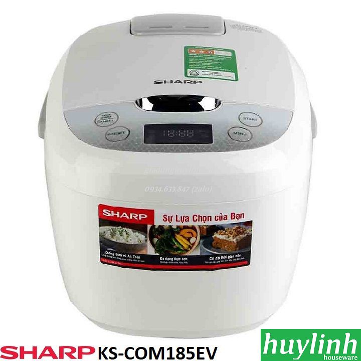 [Mã ELHAMS5 giảm 6% đơn 300K] Nồi cơm điện tử Sharp KS-COM185EV - 1.8 lít