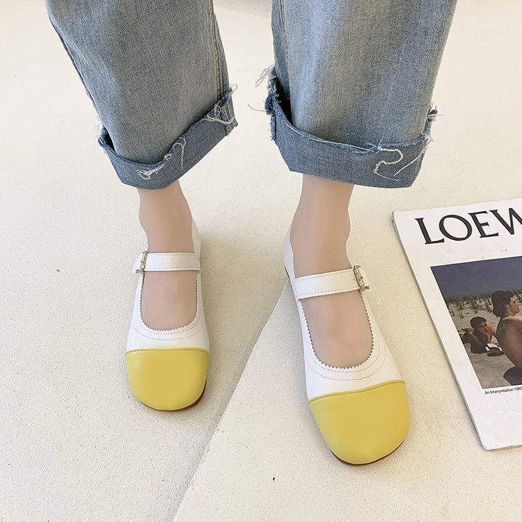 Color Matching Round Head Velcro Fashion Shoes for Women