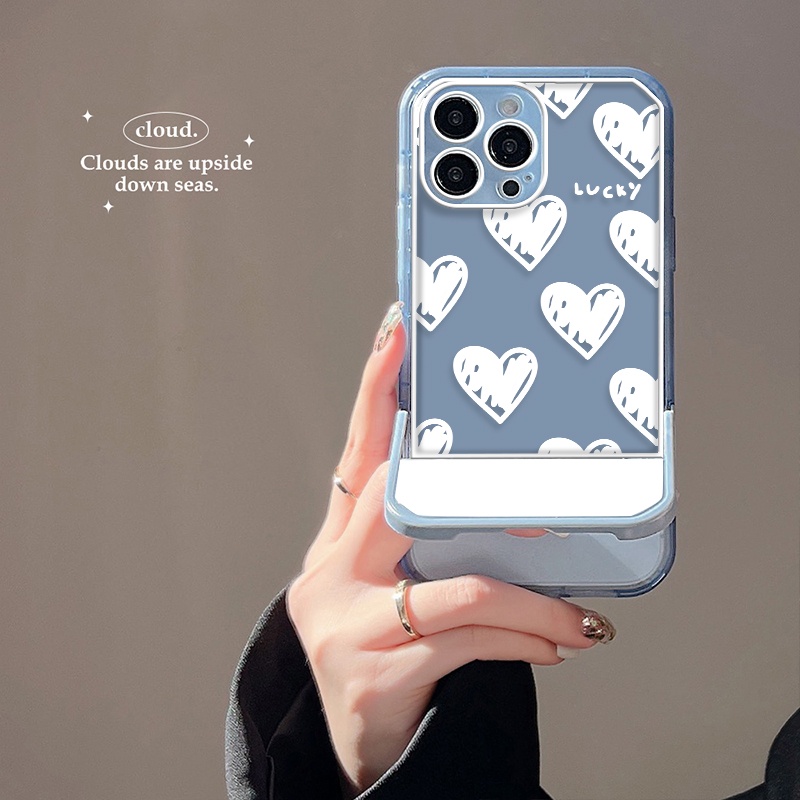Ốp Điện Thoại Mềm Trong Suốt Có Giá Đỡ In Hình Trái Tim Cho IPhone 11 12 13 Pro MAX 7 8 Plus X XR XS MAX SE 2020 6 6S