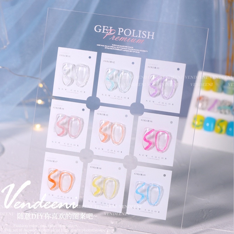Set gel vẽ nổi 3D 9 màu tặng kèm bảng trưng bày như hình có sẵn