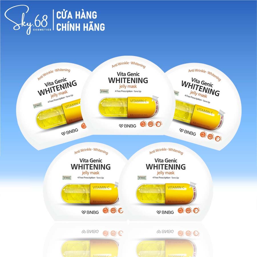 Combo 5 Mặt Nạ dưỡng trắng da và làm đều màu da BNBG Whitening Jelly Mask 30ml x 5 - Vitamin C