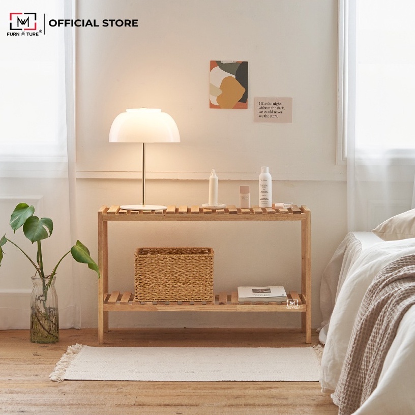 Kệ giày dép gỗ 2 tầng lắp ráp size 80 cm - Bench 2F thương hiệu MW FURNITURE - Nội thất trang trí