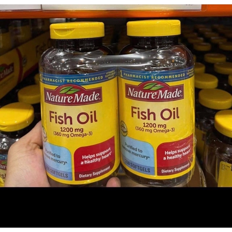 Viên uống Dầu Cá Nature Made Fish Oil 1200mg 360mg Omega3 200 viên - Hàng Mỹ