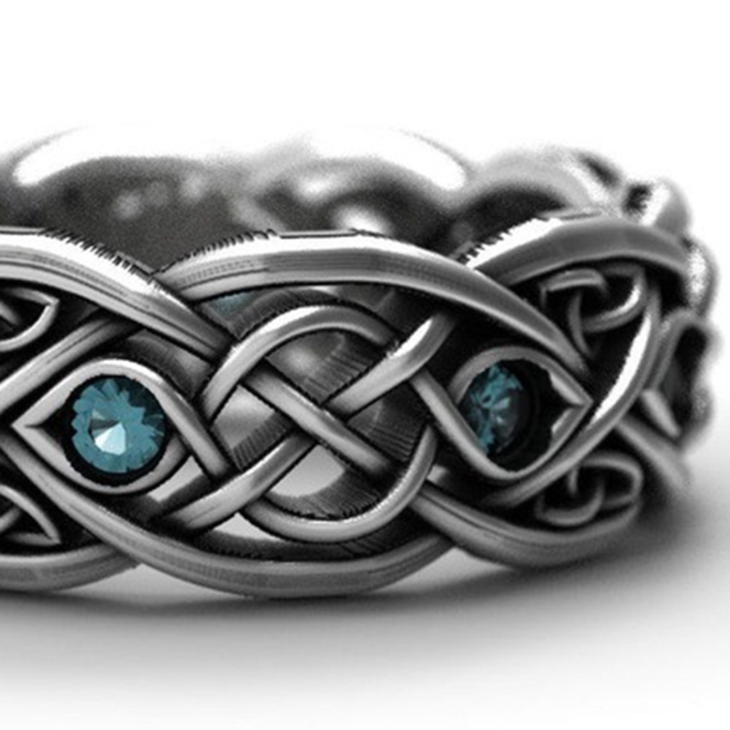 Nhẫn Mạ Bạc Hình Sói Đính Đá Topaz Nhân Tạo Cho Nam Và Nữ