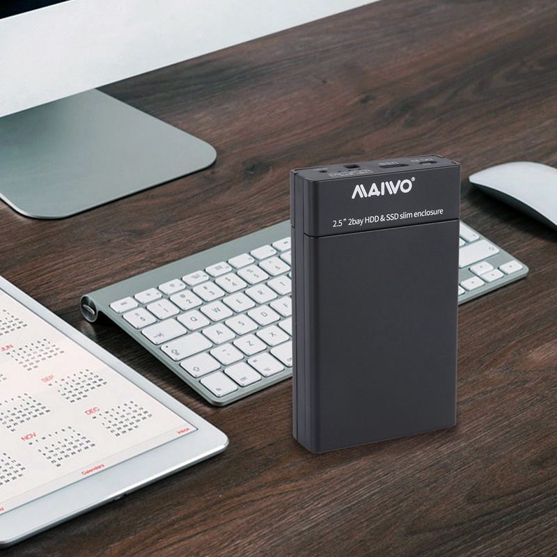 Hộp Đựng Ổ Cứng 2 Ngăn Maiwo K25682 2.5 Inch SATA / HDD / USB