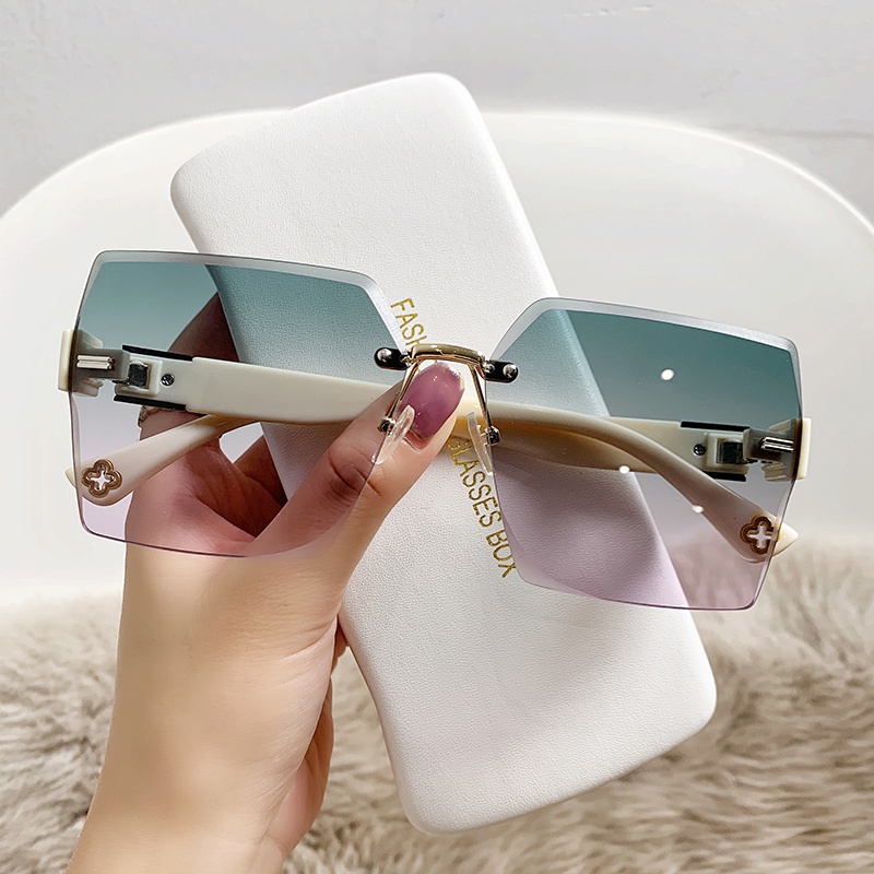 Kính Mát Chống Tia Uv Không Gọng Phong Cách Hàn Quốc Cho Nữ