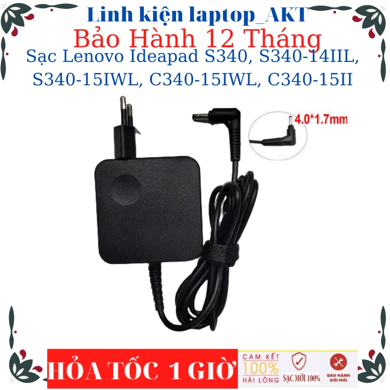 Sạc Laptop Lenovo Ideapad S340, S340-14IIL, S340-15IWL, C340-15IWL, C340-15II-Sạc 20V-2.25A/3.25A-45W/65W chân 4.0*1.7mm