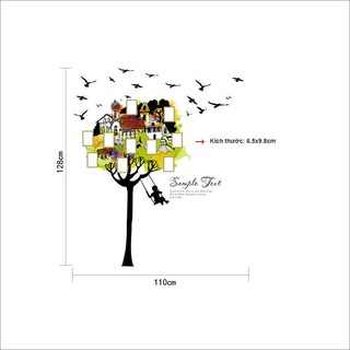 Decal dán tường cây treo khung hình Sample text cho bé