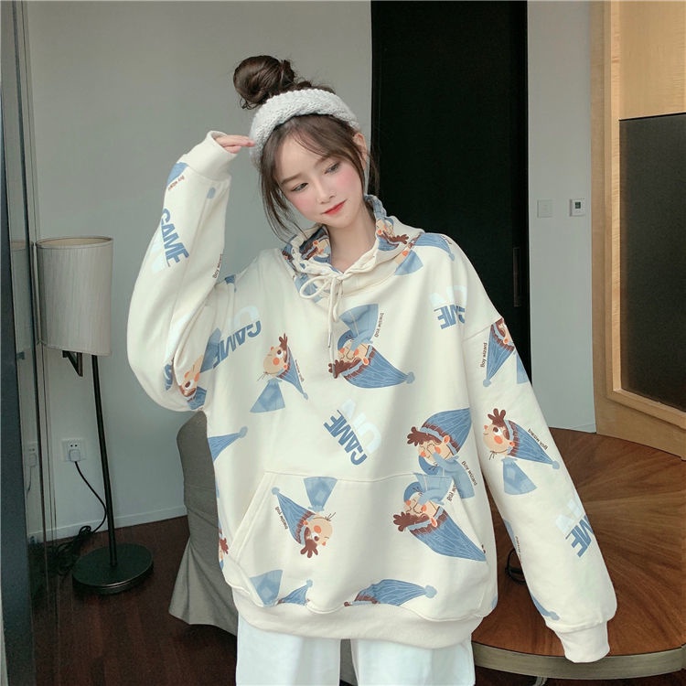 Áo Hoodie Mỏng In Họa Tiết Dễ Thương Thời Trang Mùa Thu Cho Nữ