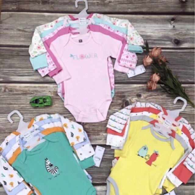 Set 5 body dài tay xuất mỹ cho bé trai và gái từ 0-12 tháng tuổi