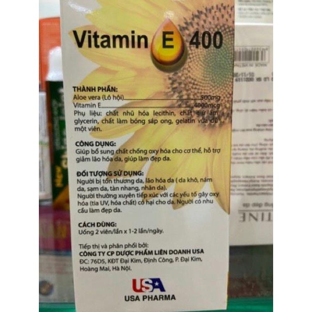 Viên đẹp da Vitamin E 400 Hướng dương (hộp 100 viên)