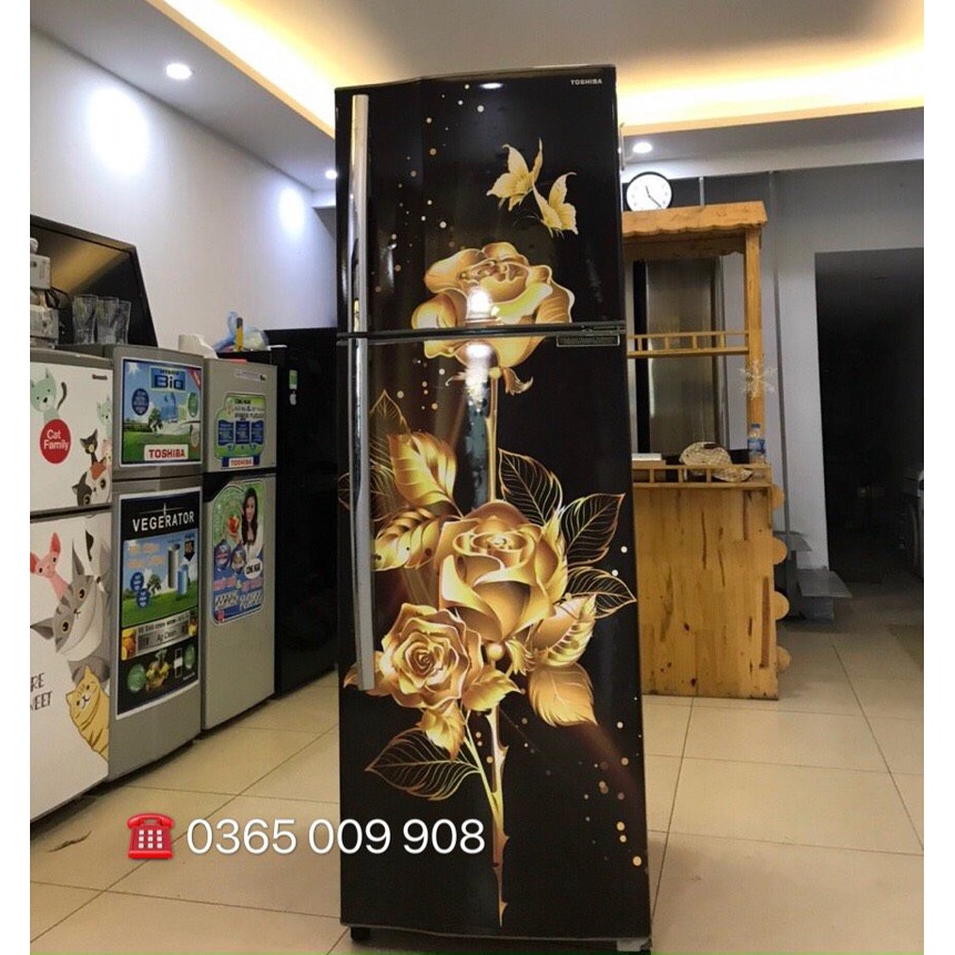 Decal dán tủ lạnh máy giặt bông hồng vàng hue decor, chống nước-siêu bền, giá rẻ