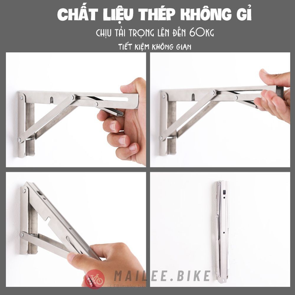 Bộ 2 Bản Lề Gập/ Ke Gấp Bàn+ Mặt Bàn Gỗ Chống Nước Treo Tường Thông Minh Chịu Lực Với Giá Đỡ Ke Đỡ Gập Chịu Lực Đến 60kg